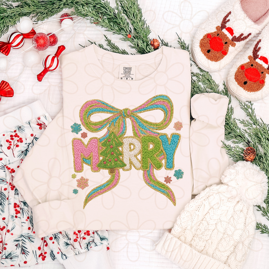 Merry Coquette Bow Stitched DTF Transfer