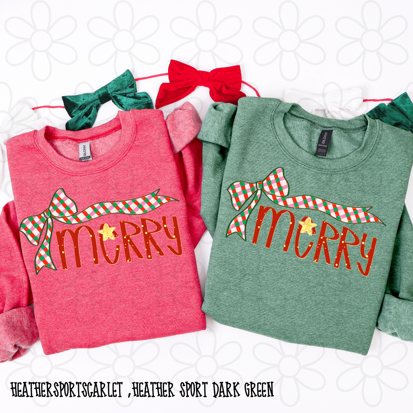 Merry Gold Star Plaid Bow Kids Completed Tee