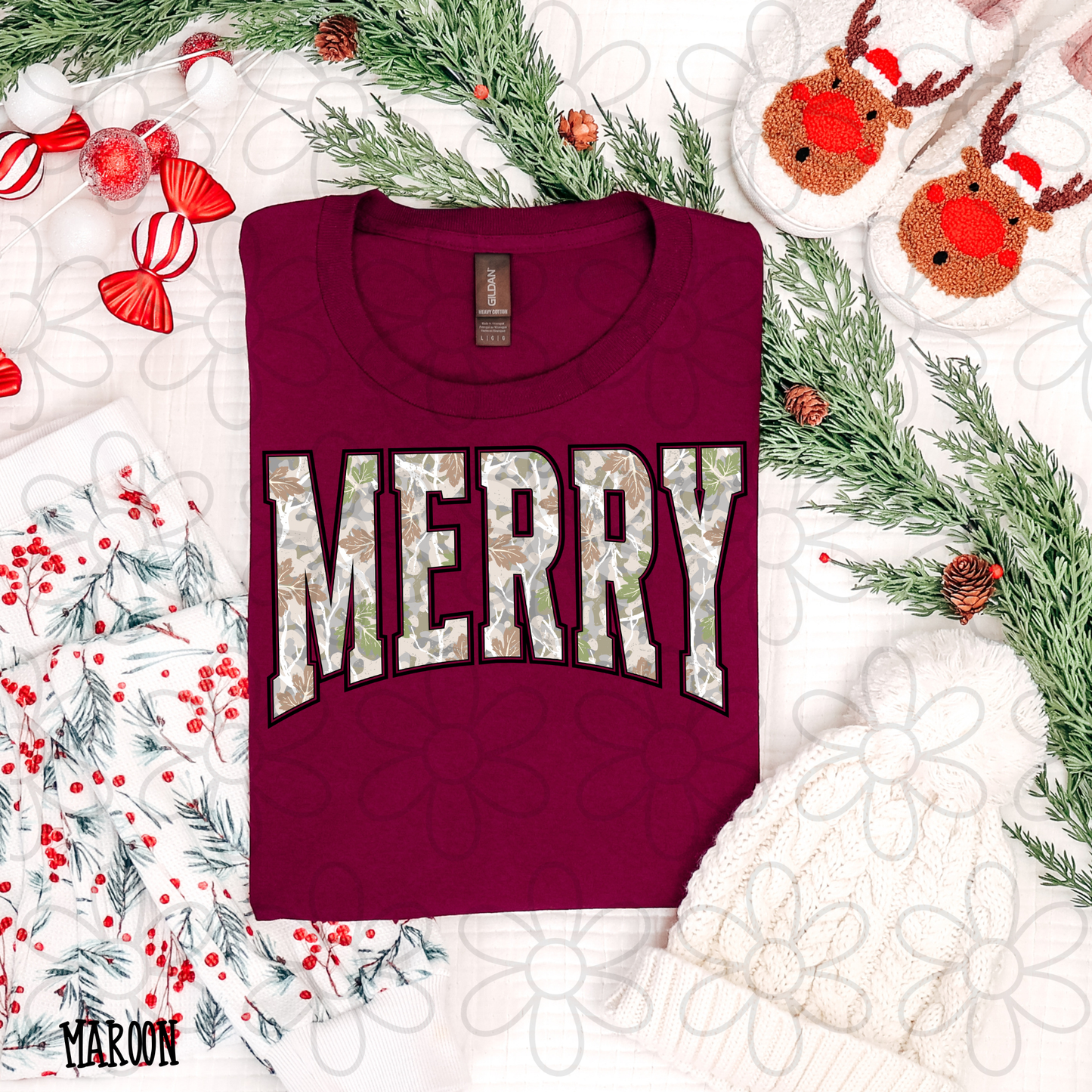 Merry Leafy Camo Kids Completed Tee