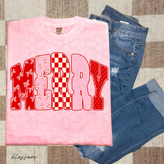 Merry Pink & Red Patterns DTF Transfer