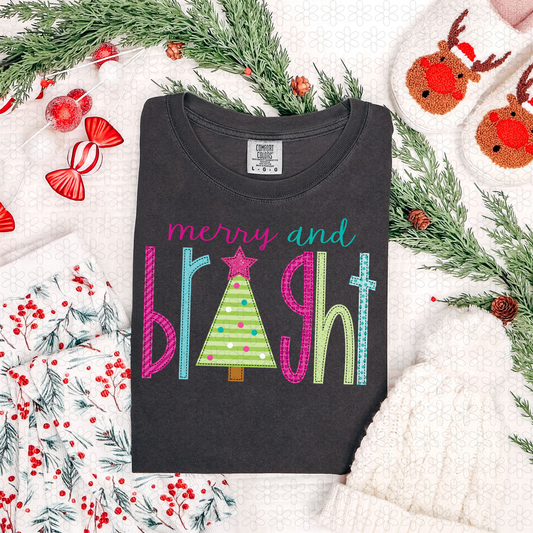 Merry And Bright Completed Tee