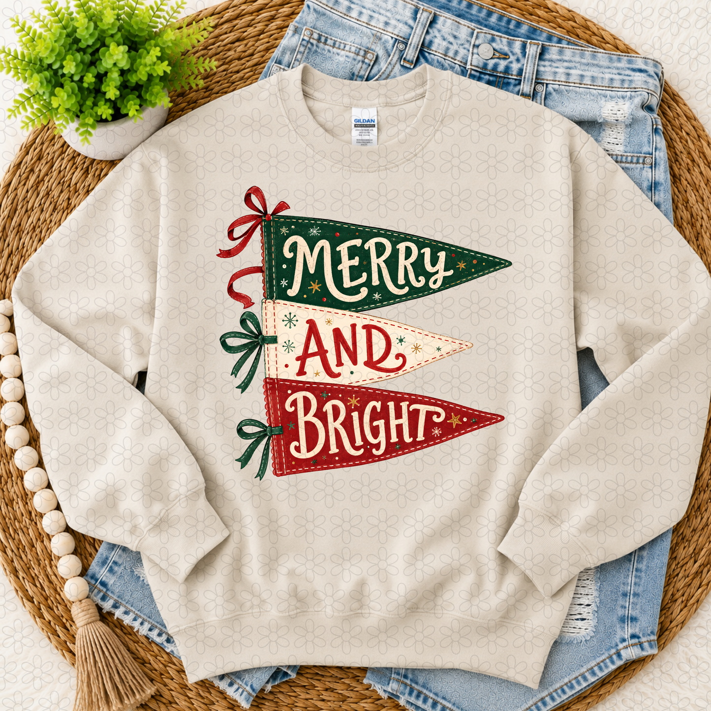 Merry And Bright Flags DTF Transfer