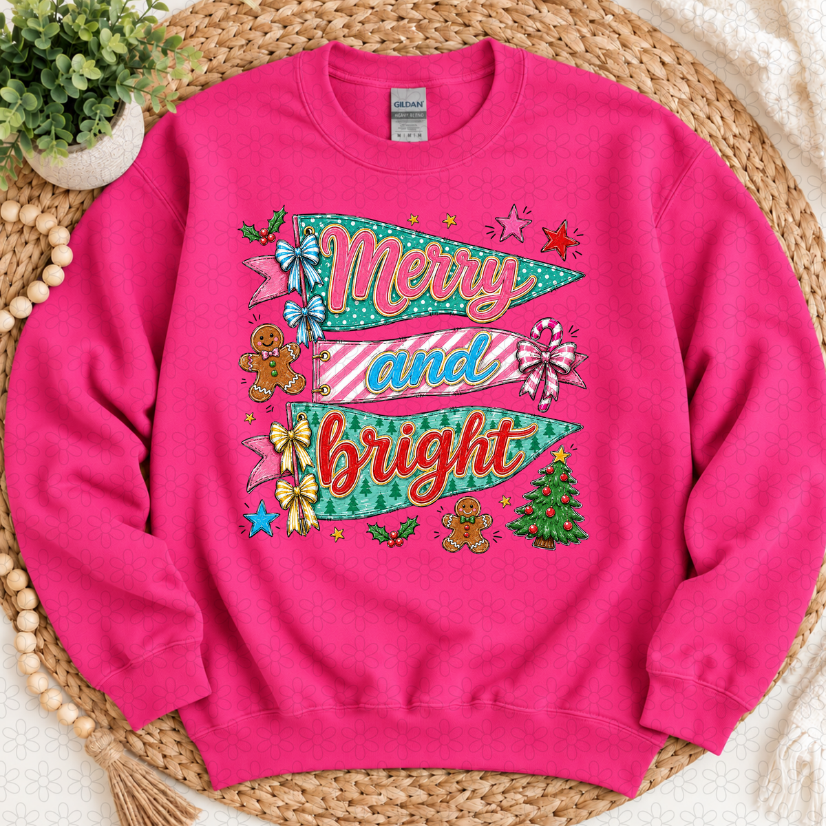 Merry And Bright Flags PREPPY DTF Transfer
