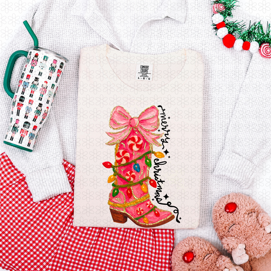 Merry Christmas Boot Completed Tee
