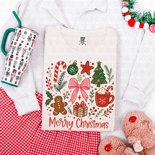 Merry Christmas Bow Completed Tee