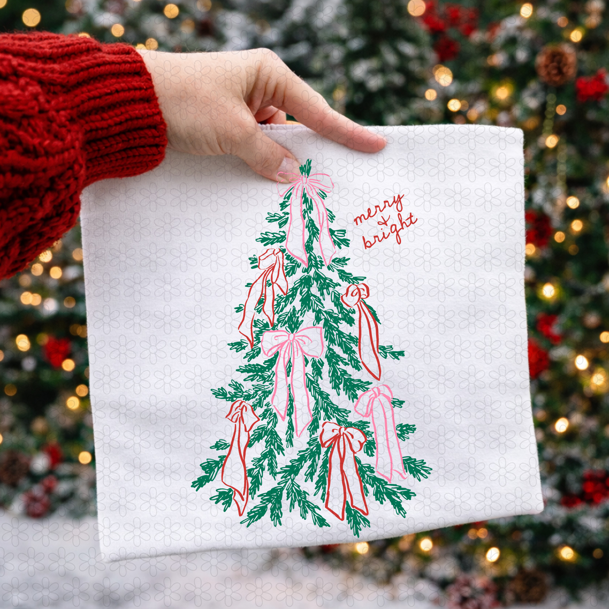 Merry Christmas Tree Coquette Completed Tee