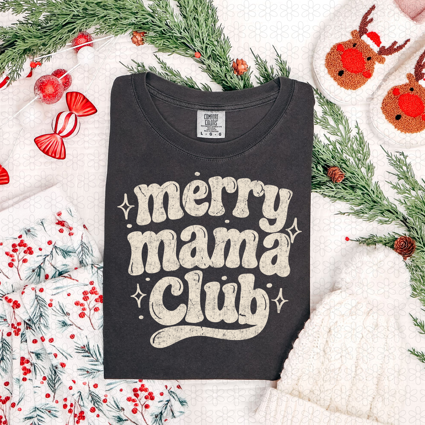 Merry Mama Club (Multiple Color Options) Completed Tee