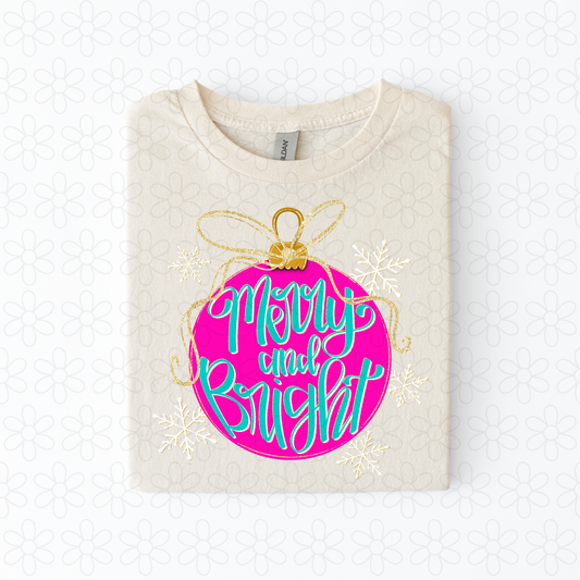 Merry and Bright (Multiple Colors) Completed Tee