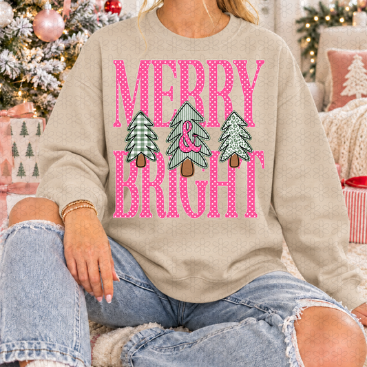 Merry and Bright Pink Polka Dot Completed Tee
