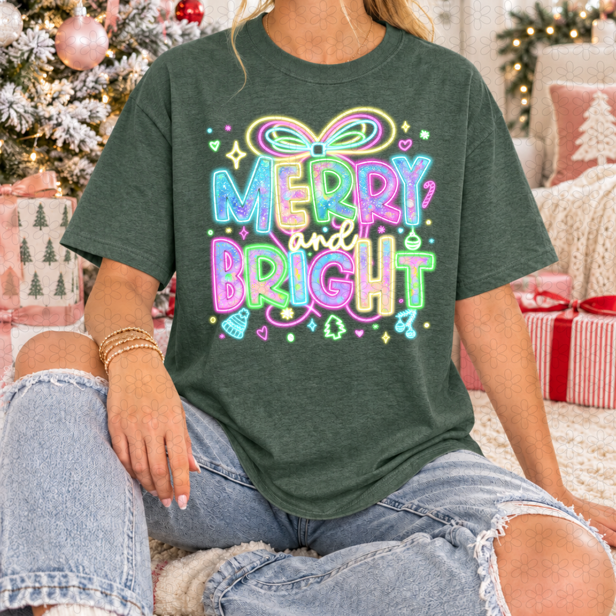 Merry and Bright Completed Tee