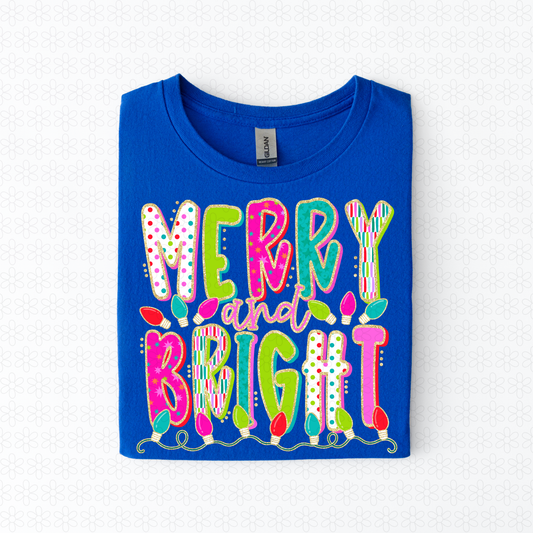 Merry and bright glitter Completed Tee