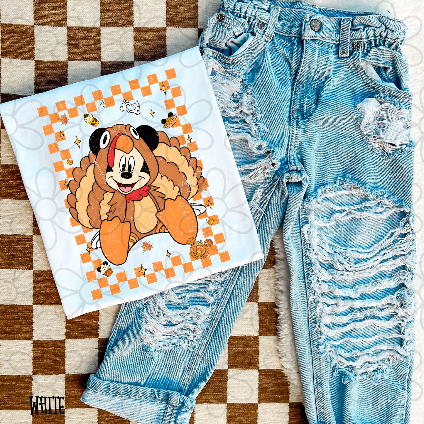 Mickey Mouse Thanksgiving Turkey Kids Completed Tee