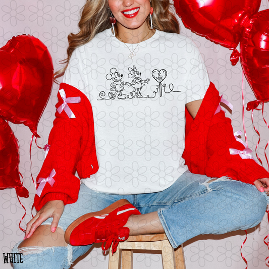 Mickey and Minnie Be Mine Heart Kids Completed Tee