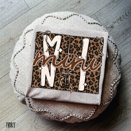 Mini Leopard Brown Bows Kids Completed Tee