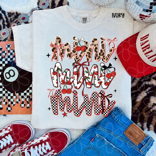 Mini Leopard Cherry Checkered DTF Transfer