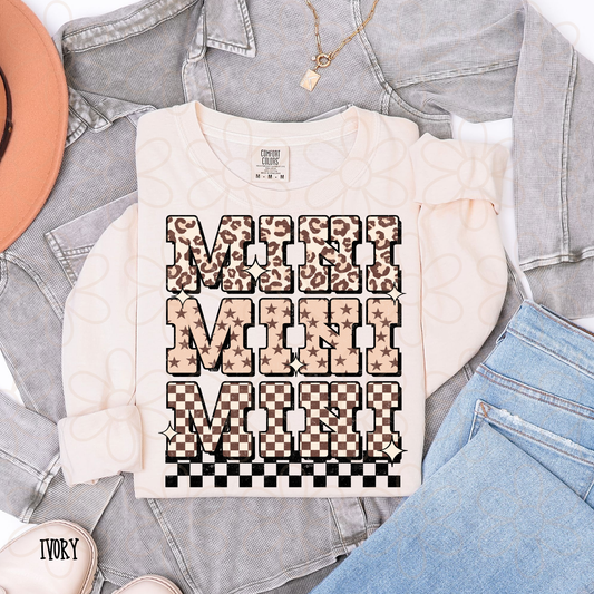 Mini Leopard Stars Checkered Kids Completed Tee