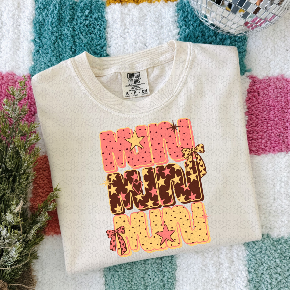 Mini Pink brown polka dots Completed Tee