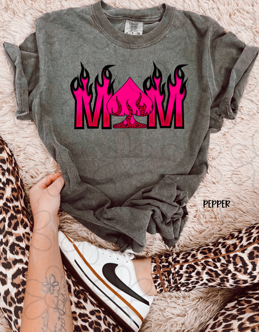 Mom Pink Flames Completed Tee