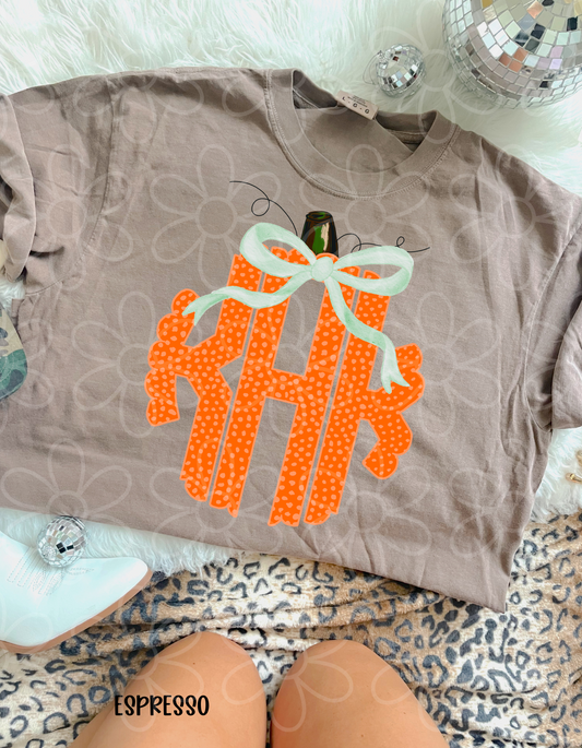 Monogram Pumpkin Bow DTF Transfer