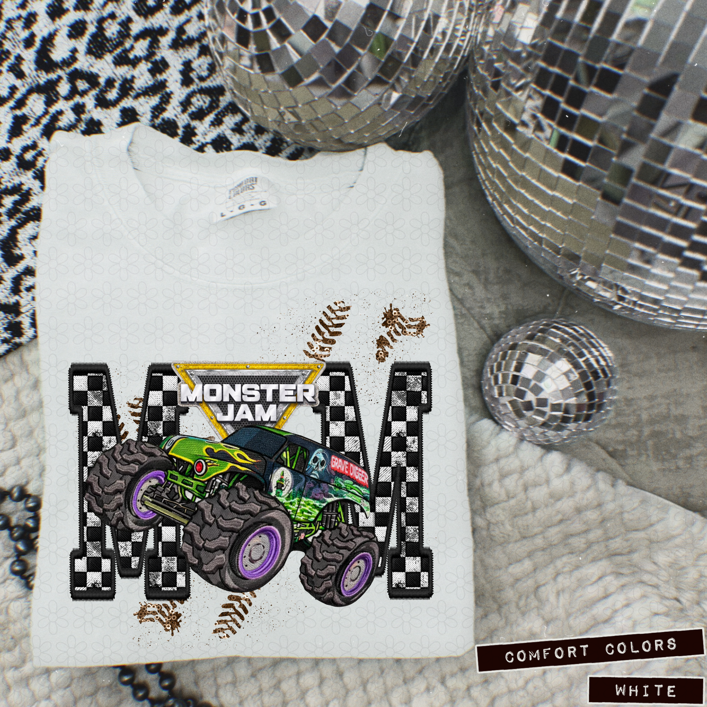 Monster Jam Mom Checkered (Multiple Options) DTF Transfer