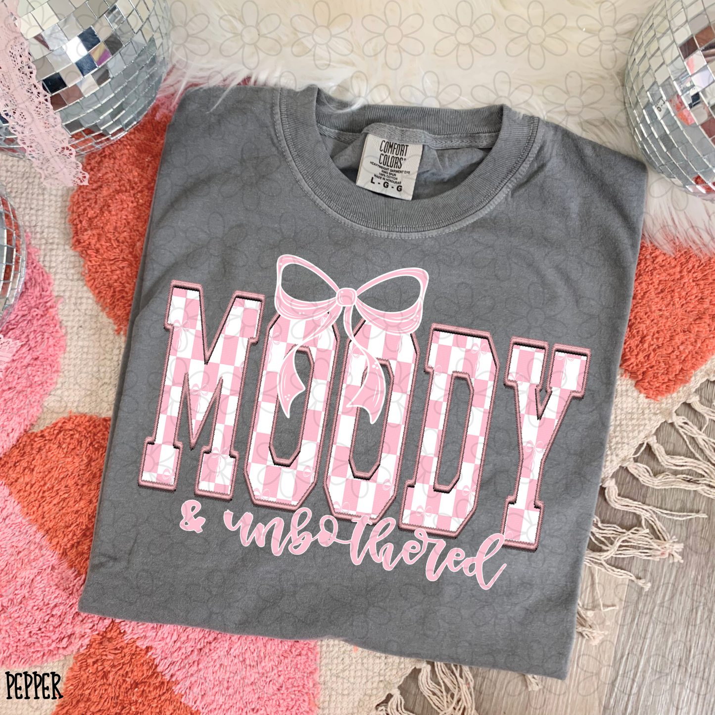 Moody & Unbothered Pink Checkered DTF Transfer
