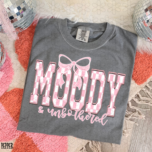 Moody & Unbothered Pink Checkered Completed Tee