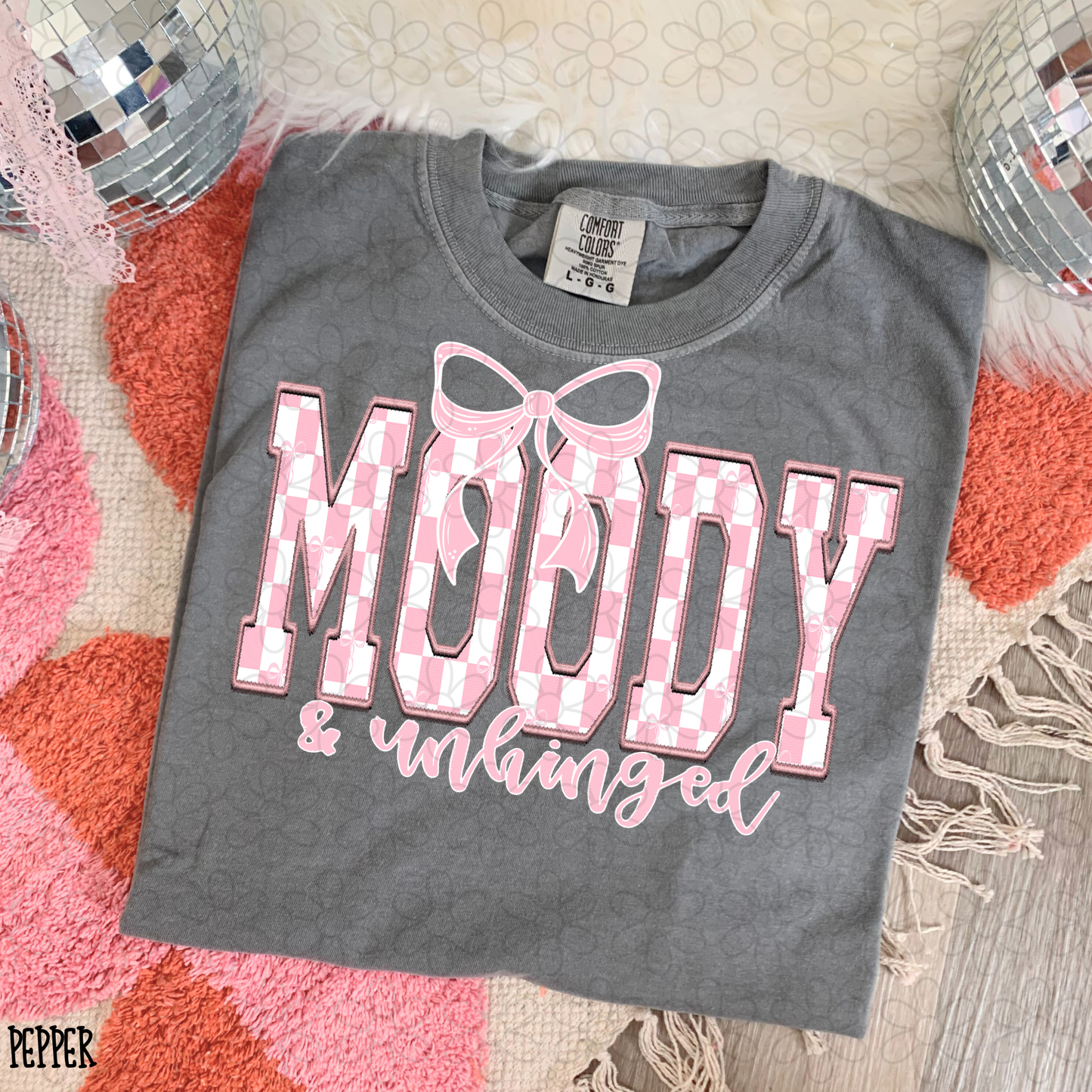 Moody & Unhinged Pink Checkered Kids Completed Tee