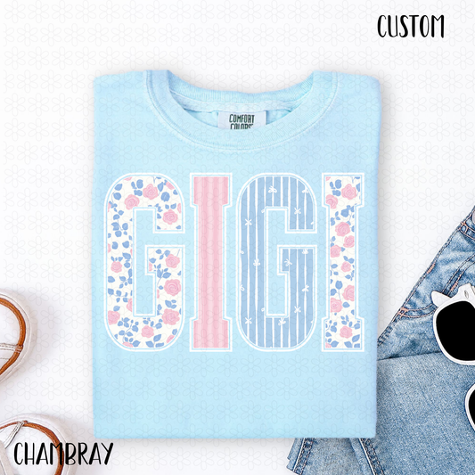Multi-Print Floral Custom Name DTF Transfer