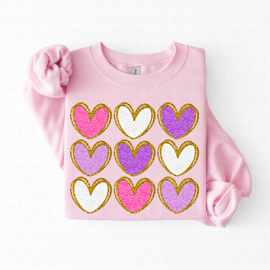 Multi Color Gold Hearts Sparkles Kids Completed Tee