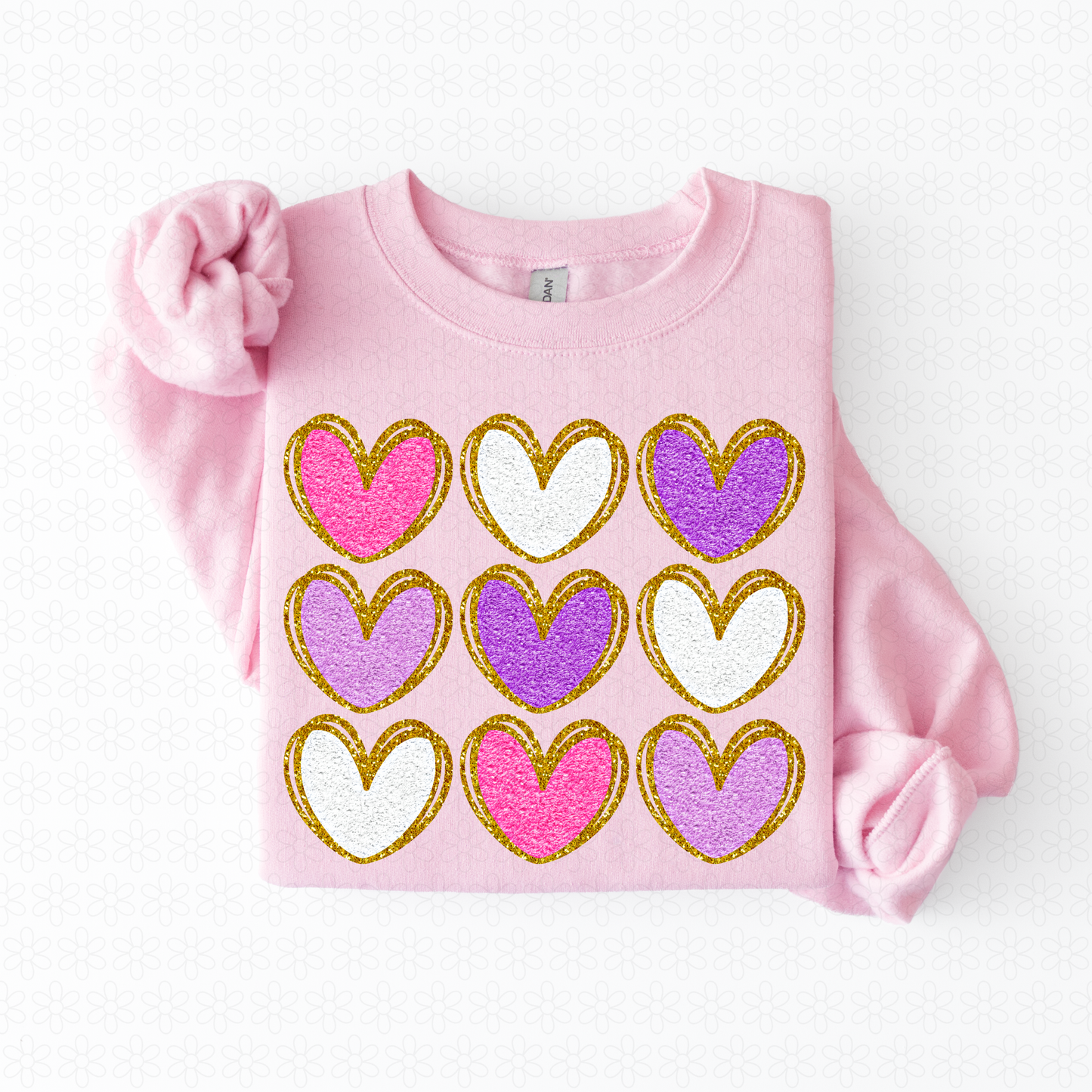 Multi Color Gold Hearts Sparkles Completed Tee