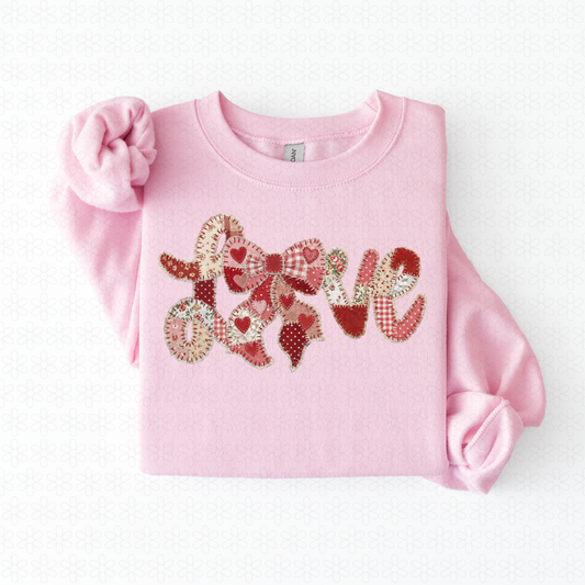 Multi Pattern Stitch Love Bow Kids Completed Tee