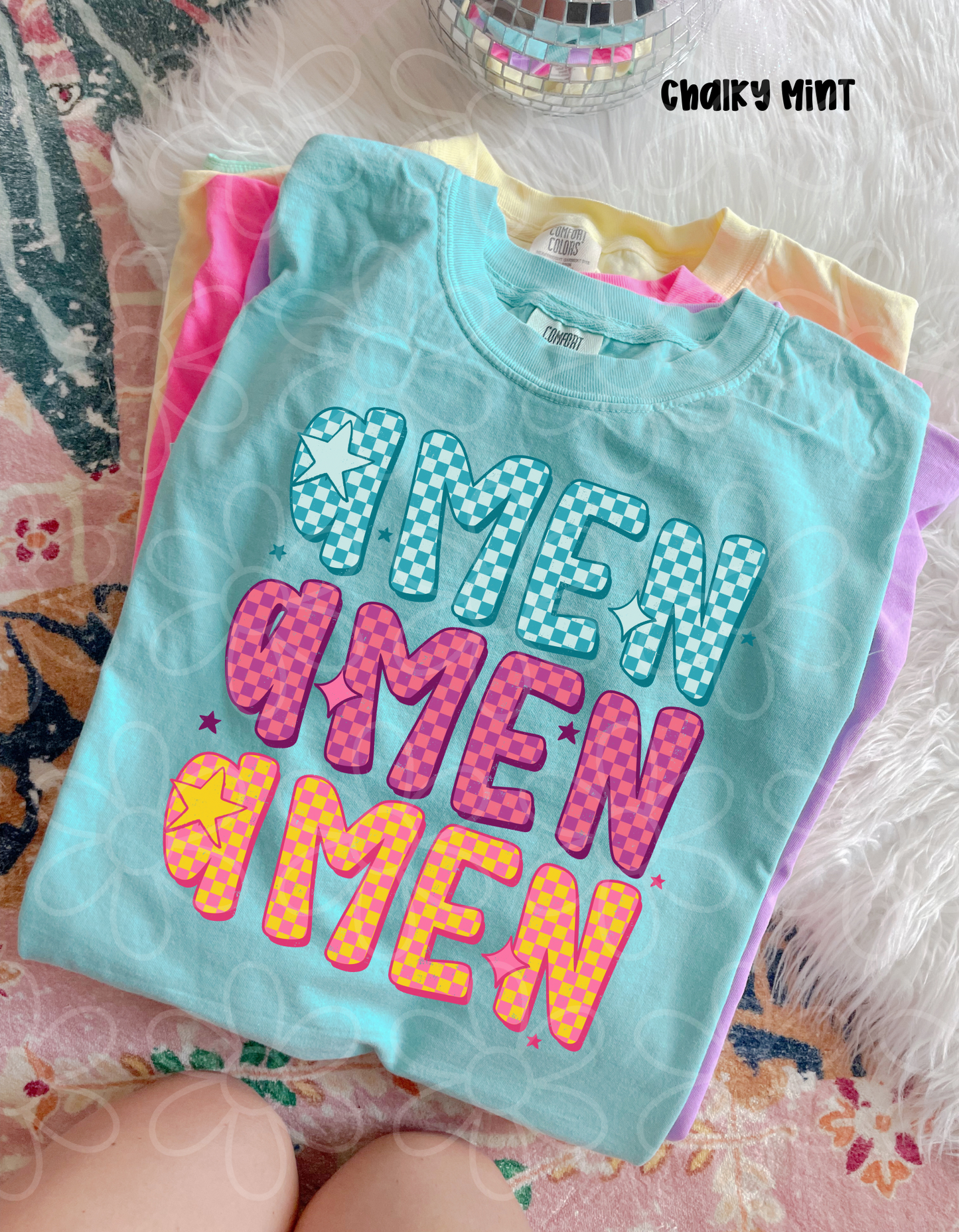 Multicolor Checkered Amen DTF Transfer
