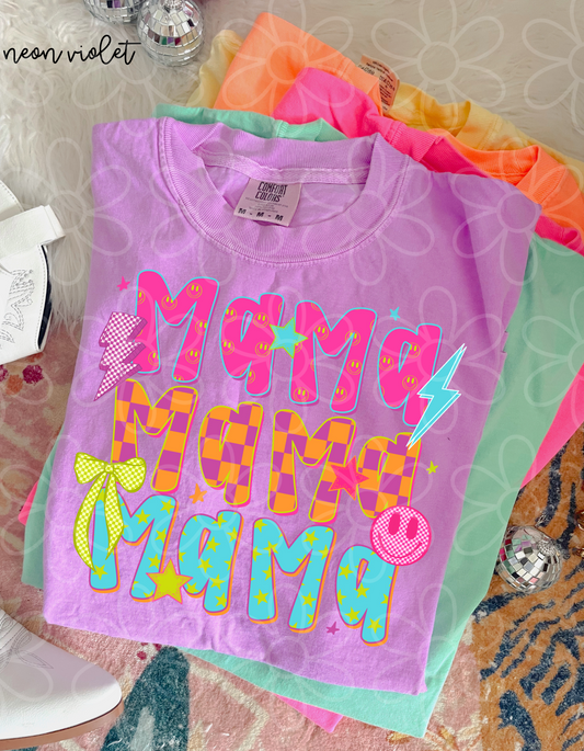Multicolor Checkered Retro MaMa DTF Transfer