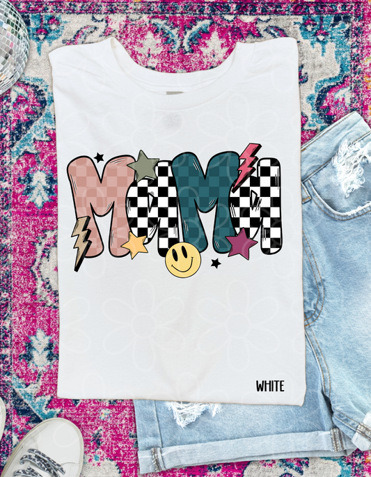 Multicolor Checkered Retro Smiley MaMa Completed Tee