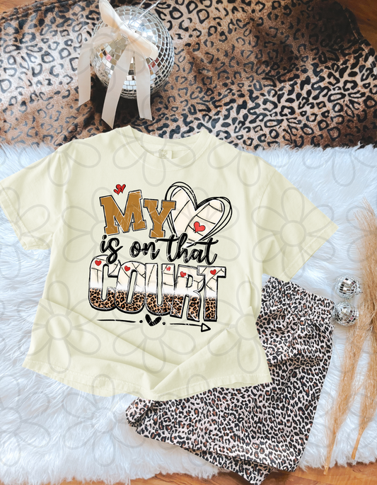 My Heart Is On The Court Volleyball Kids Completed Tee