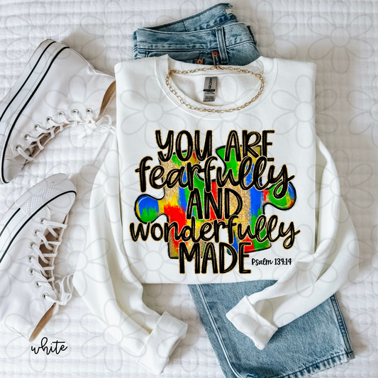 Autism You Are Fearfully And Wonderfully Made DTF Transfer