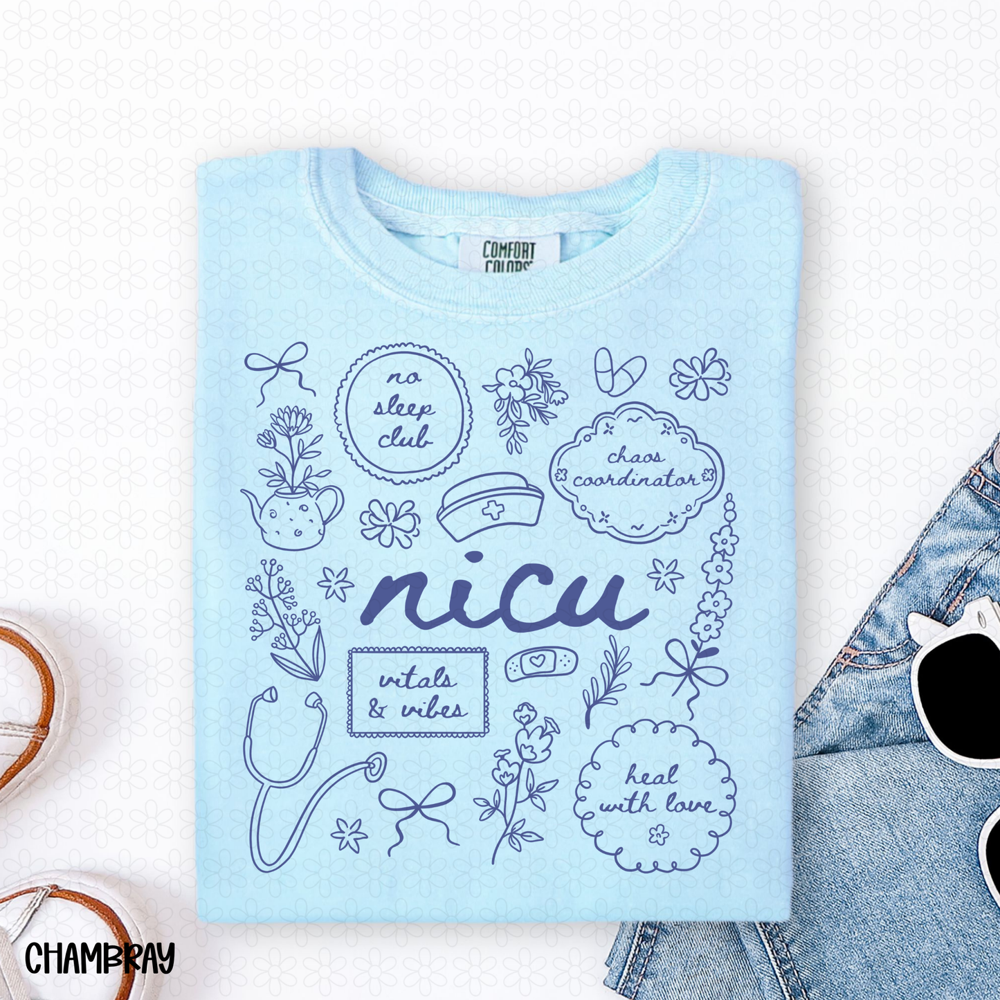 NICU-Blue Completed Tee