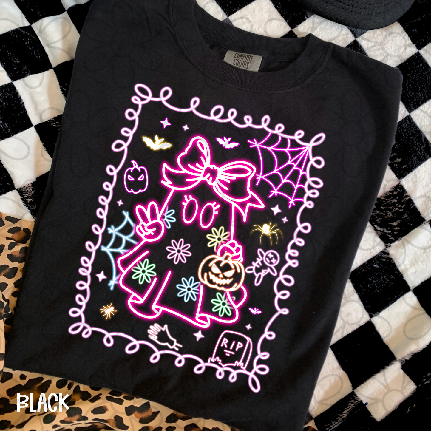 Neon Ghost Bow Kids Completed Tee