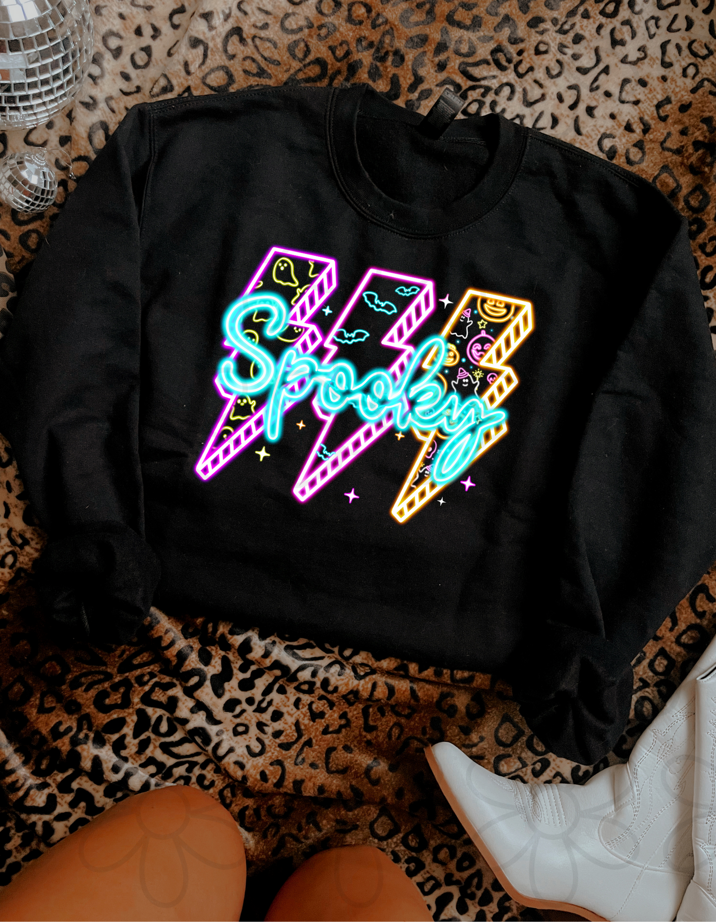 Neon Spooky Lightning Bolts DTF Transfer