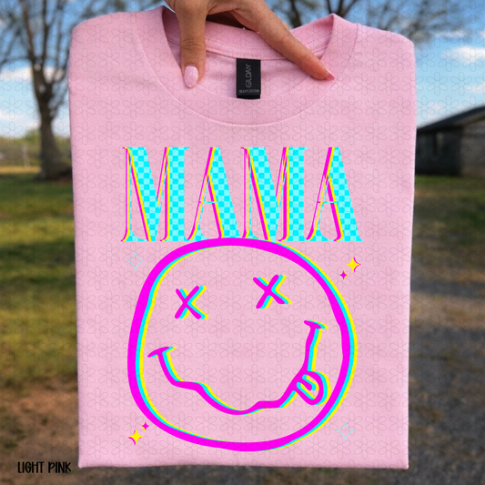 Neon Smiley Mama Completed Tee