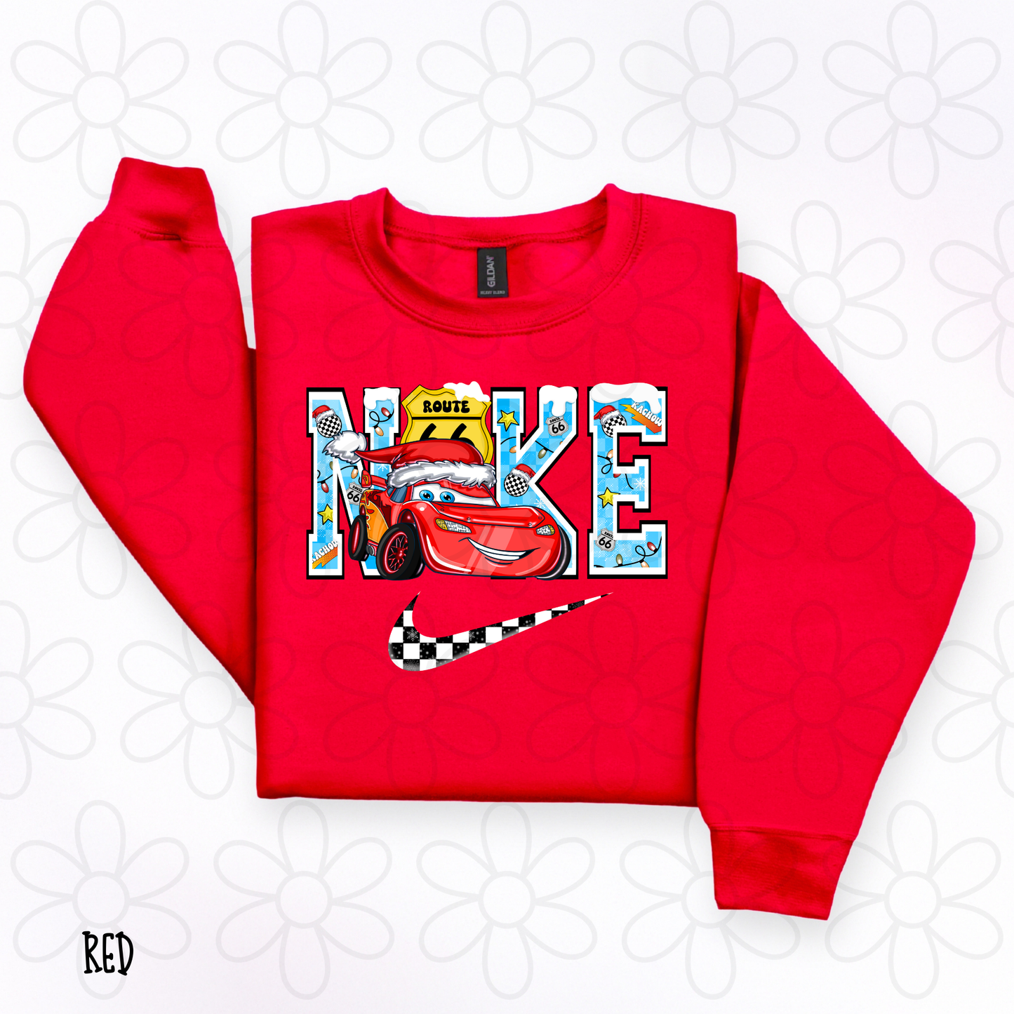Nke Lightning McQueen Christmas Check DTF Transfer