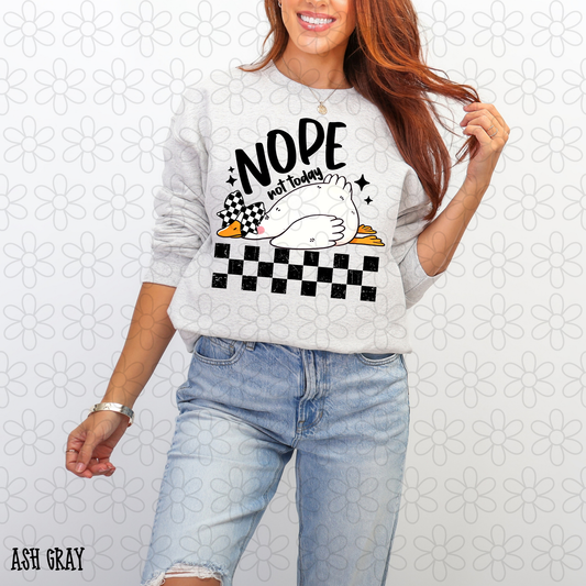 Nope Not Today Goose Checkered DTF Transfer