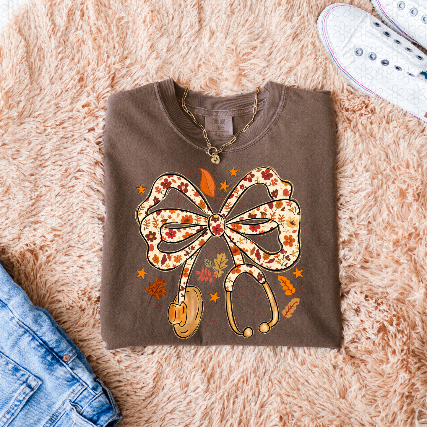 Nurse Coquette Stethoscope Fall Completed Tee