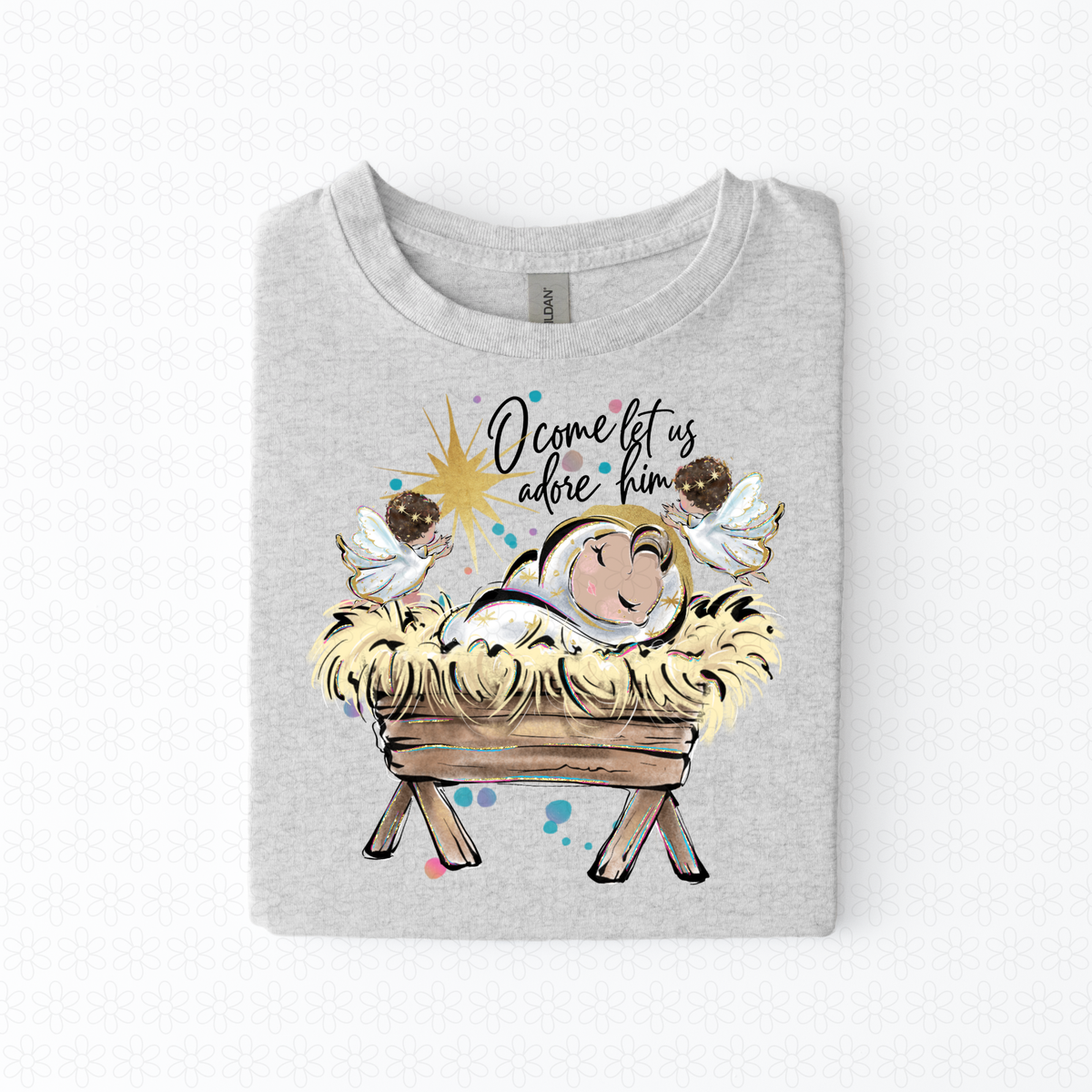 O COME LET US ADORE HIM Completed Tee