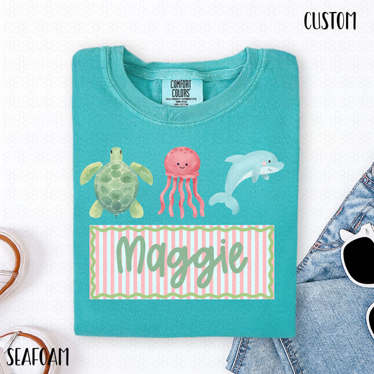 Ocean Animals Custom Name Plate Completed Tee