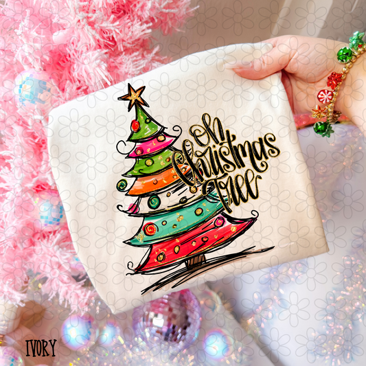 Oh Christmas Tree Doodle Kids Completed Tee