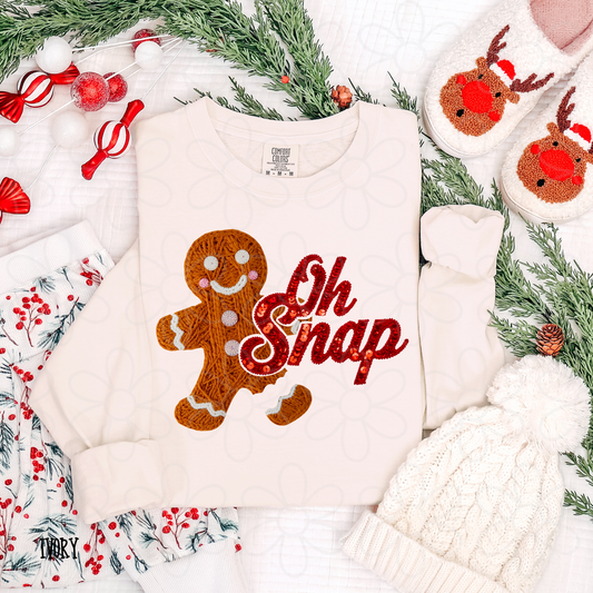 Oh Snap Gingerbread Man Kids Completed Tee