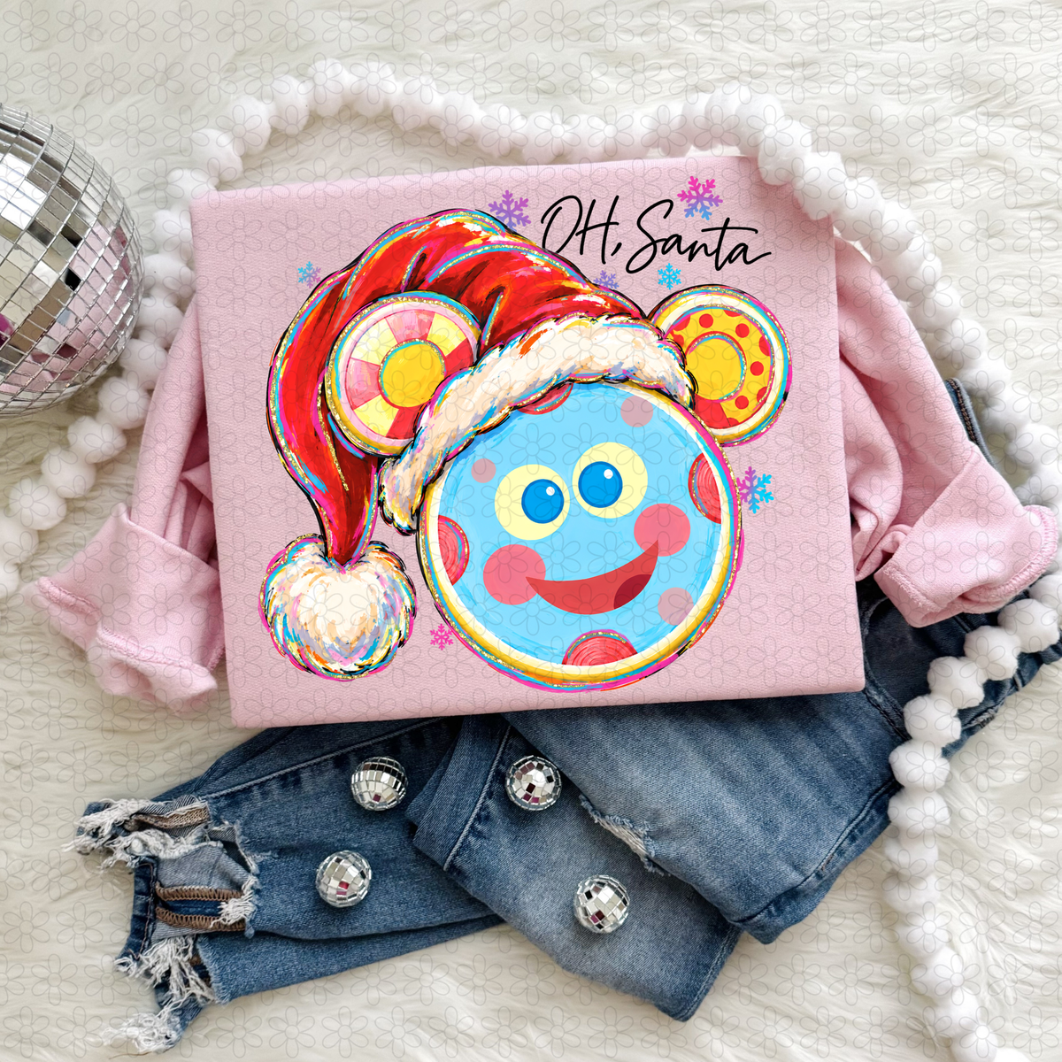 Oh Santa Toodles pink Completed Tee