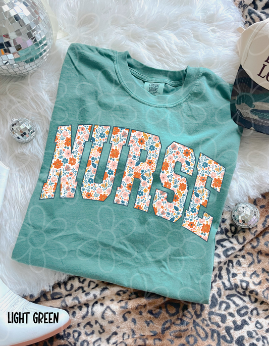 Orange Floral Nurse Completed Tee