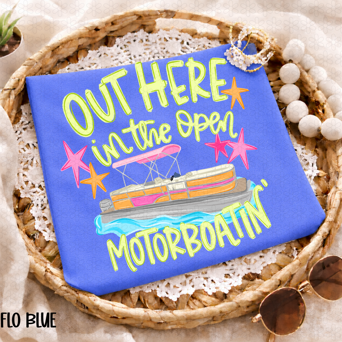 Out Here in the Open Motorboatin' Completed Tee